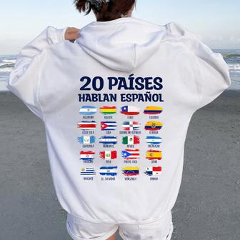 Hispanic Heritage Month Teacher Latin Heritage Flags School Women Oversized Hoodie Back Print | Mazezy