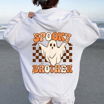 Retro Groovy Halloween Ghost Spooky Brother Costume Women Oversized Hoodie Back Print - Thegiftio UK