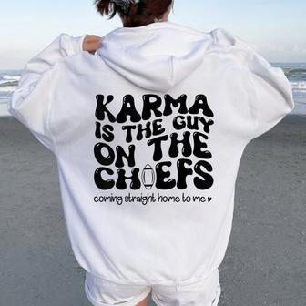 Retro Groovy Karma Is The Guy On The Chief Women Oversized Hoodie Back Print | Mazezy