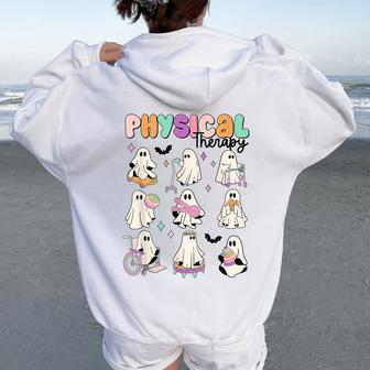 Retro Physical Therapy Halloween Ghosts Spooky Pt Women Oversized Hoodie Back Print - Seseable