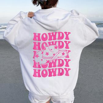 Rodeo White Howdy Western Retro Cowboy Hat Southern Cowgirl Women Oversized Hoodie Back Print - Monsterry AU