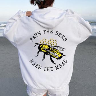 Save The Bees Make The Mead Homebrew Women Oversized Hoodie Back Print | Mazezy