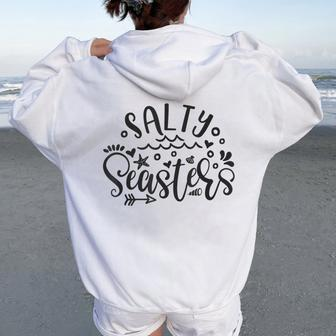 Sister Salty Sister Salty Sea Sisters Little Sister Women Oversized Hoodie Back Print | Mazezy