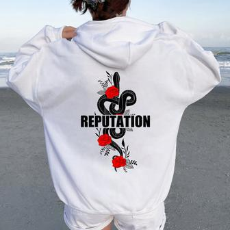 Snake With Flowers Snake-Reputation In The-World Women Oversized Hoodie Back Print | Mazezy