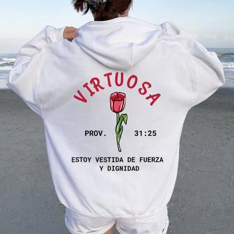 Soy Una Mujer Virtuosa I Am A Virtuous WomenProverb 31 Women Oversized Hoodie Back Print | Mazezy