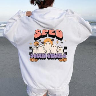 Sped Squad Ghoul Special Education Teacher Halloween Costume Women Oversized Hoodie Back Print - Seseable