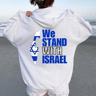 We Stand With Israel Flag Outline For And Women Oversized Hoodie Back Print - Monsterry UK