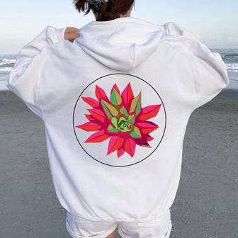 Succulent And Cactus Artistic Echeveria Women Oversized Hoodie Back Print | Mazezy