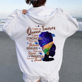 Taurus Queen I Am Stronger Birthday For Black Women Women Oversized Hoodie Back Print | Mazezy