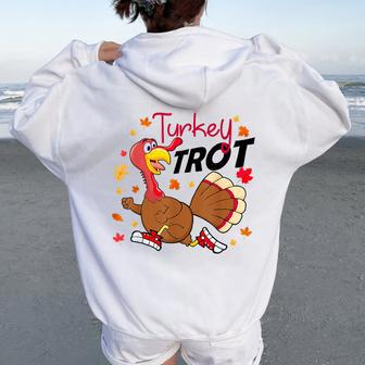 Turkey Trot Costume Turkey Running Fall Thanksgiving Women Oversized Hoodie Back Print - Monsterry CA