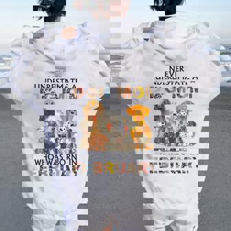 Never Underestimate A Dog Mom Who Was Born In February Women Oversized Hoodie Back Print | Seseable UK