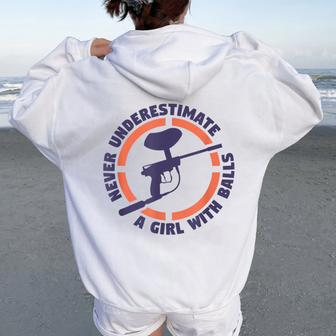 Never Underestimate A Girl With Balls Women Oversized Hoodie Back Print - Seseable