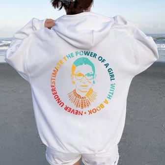 Never Underestimate The Power Of A Girl With A Book Rbg Ruth Women Oversized Hoodie Back Print - Thegiftio UK