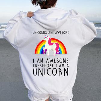 Unicorns Are Awesome I'm A Unicorn Rainbow Women Oversized Hoodie Back Print | Mazezy