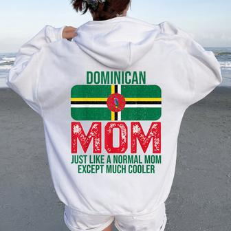 Vintage Dominican Mom Dominica Flag For Mother's Day Women Oversized Hoodie Back Print | Mazezy