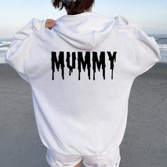 Vintage Mummy Mom Matching Deady Halloween Vibes Women Oversized Hoodie Back Print - Thegiftio UK