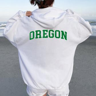 Vintage Oregon Oregon Classic Retro Green Women Oversized Hoodie Back Print - Thegiftio UK