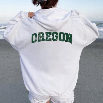 Vintage Oregon Oregon Retro Green Women Oversized Hoodie Back Print | Mazezy