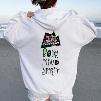 Yoga Tanks Body Mind Spirit Meditation Class Teacher Women Oversized Hoodie Back Print | Mazezy