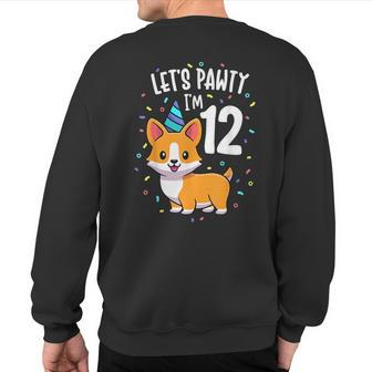 12 Years Old Corgi Dog Lover 12Th Birthday Party Outfit Kid Sweatshirt Back Print | Mazezy