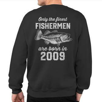 14 Year Old Fisherman Fishing 2009 14Th Birthday Sweatshirt Back Print | Mazezy
