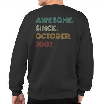 21 Years Old Awesome Since October 2002 21St Birthday Sweatshirt Back Print | Mazezy