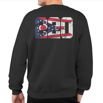 220 Area Code Flag Of Ohio State Vintage Sweatshirt Back Print | Mazezy
