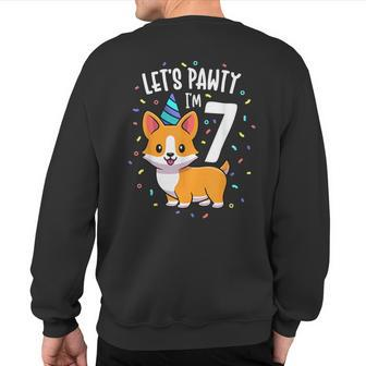 7 Years Old Corgi Dog Lover 7Th Birthday Party Outfit Kid Sweatshirt Back Print | Mazezy