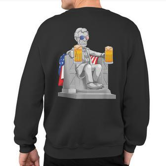 Abe Lincoln T 4Th Of July Drinkin Memorial Sweatshirt Back Print | Mazezy