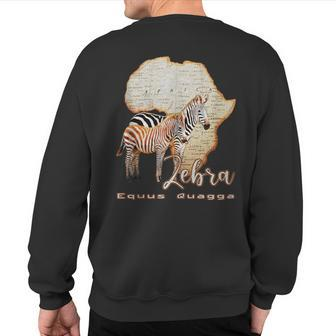 Africa Zebra Safari Savannas Zoo Equus Quagga Souvenir Sweatshirt Back Print | Mazezy