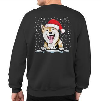 Ainu Dog Hokkaido Dog Christmas Santa Hat Matching Family Sweatshirt Back Print | Mazezy