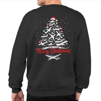 Airplane Christmas Tree Sweatshirt Back Print - Thegiftio UK