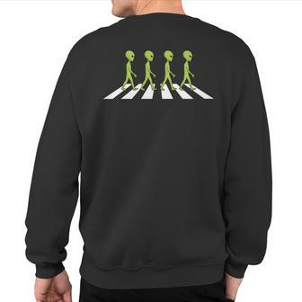 Aliens Crossing Walking Road Sweatshirt Back Print | Mazezy