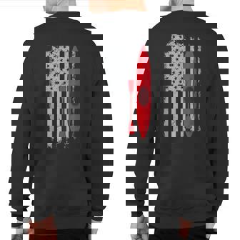 American Flag Kayak -Distressed Usa Outrigger Canoe Kayaking Sweatshirt Back Print | Mazezy