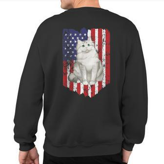 American Flag Ragamuffin 4Th Of July Cat Sweatshirt Back Print | Mazezy
