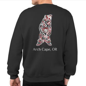 Arch Cape Oregon Native American Indian Brown Grizzly Bear Sweatshirt Back Print | Mazezy