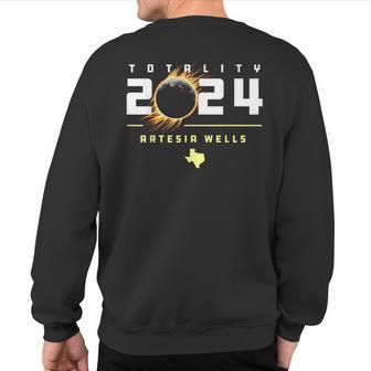 Artesia Wells Texas 2024 Total Solar Eclipse Sweatshirt Back Print | Mazezy