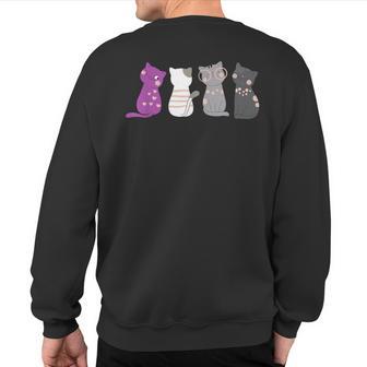 Asexuality Ace Flag Kawaii Cat Lover Equality Asexual Sweatshirt Back Print - Thegiftio UK