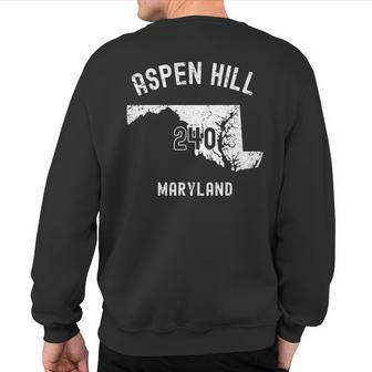 Aspen Hill Maryland Md 240 Vintage Athletic Style Sweatshirt Back Print | Mazezy