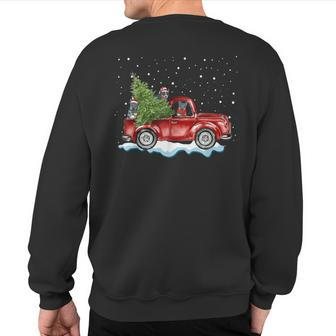 Australian Cattle Dogs Ride Red Truck Christmas Sweatshirt Back Print | Mazezy