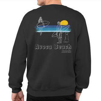 Avoca Beach Australia Surfing Beach Surf Guy With Dog Sweatshirt Back Print | Mazezy