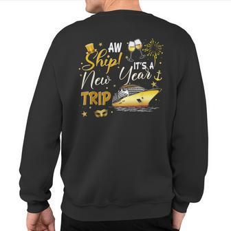 Aw Ship New Year Cruise 2023 Nye Party Family Matching Sweatshirt Back Print - Monsterry