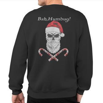 BahHumbug Santa Sceleton Pirate Beard Christmas Sweatshirt Back Print - Monsterry