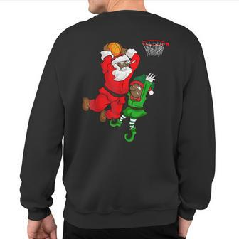 Basketball Black African American Santa Claus Dunk Elf Sweatshirt Back Print - Monsterry AU