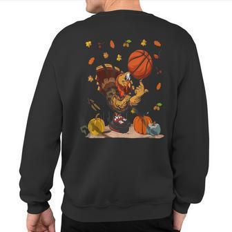 Basketball Player Turkey Day Thanksgiving Sport Sweatshirt Back Print - Seseable