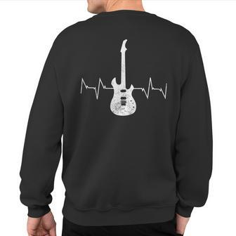 Bass Guitar Player Heartbeat For Fathers Day Dad Sweatshirt Back Print | Mazezy