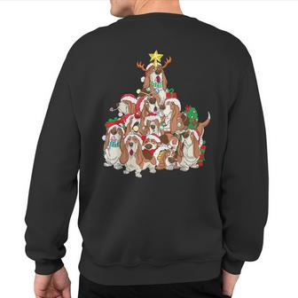 Basset Hound Dog Christmas Tree Basset Hound Lovers Sweatshirt Back Print - Thegiftio UK