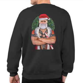 Bdsm Leather Daddy Santa Gay Pride Christmas Holiday Sweatshirt Back Print | Mazezy