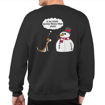 Beagle Snowman Christmas Dog Sweatshirt Back Print | Mazezy CA