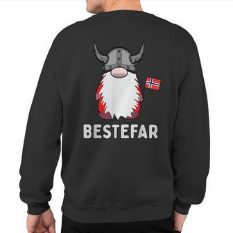 Bestefar Nordic Gnome Viking Nisse Norwegian Grandfather Sweatshirt Back Print | Mazezy